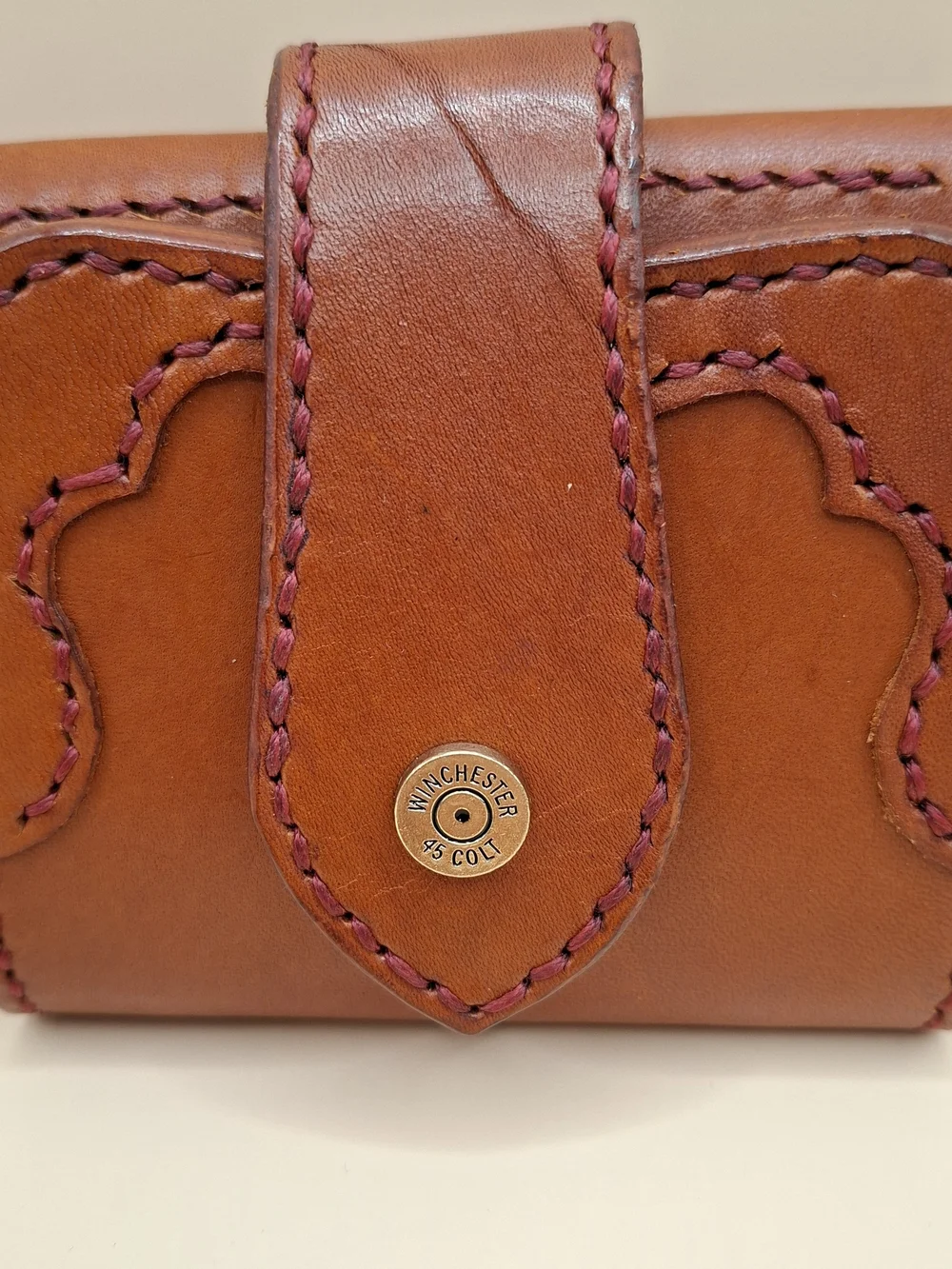Handcrafted Brown Leather Wallet with Winchester Accent
